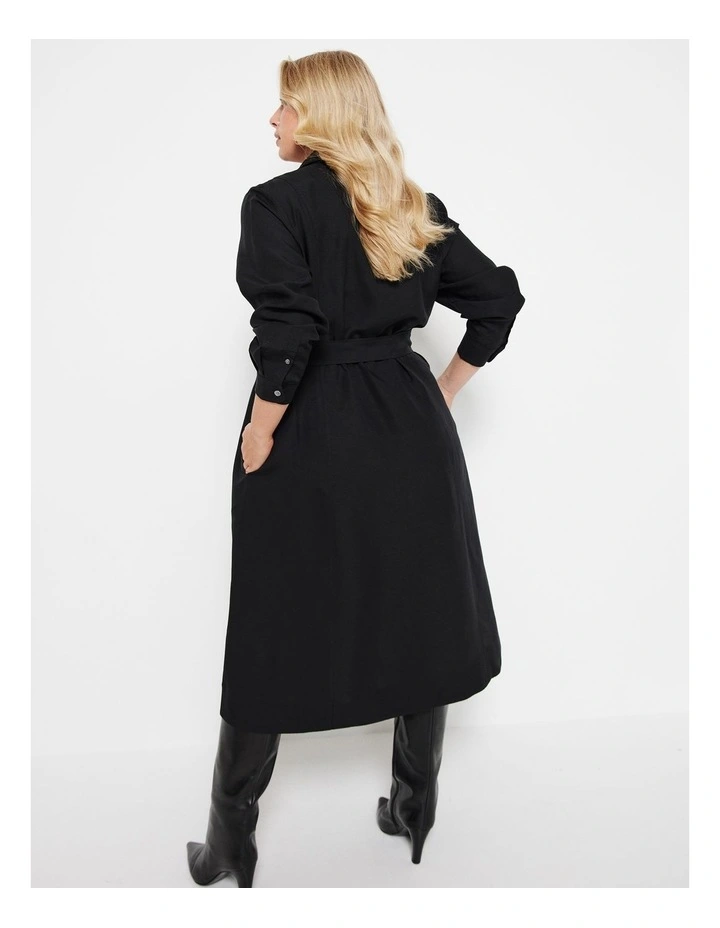 The Linen Blend Shirt Dress in Black