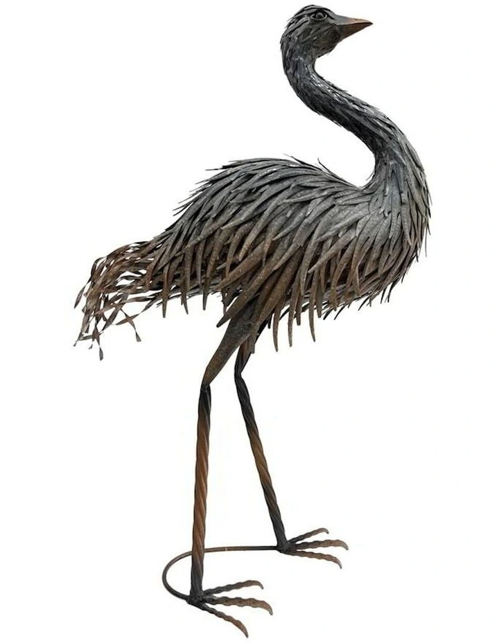 Animal Figurine Emu Looking Up in Grey/Rust