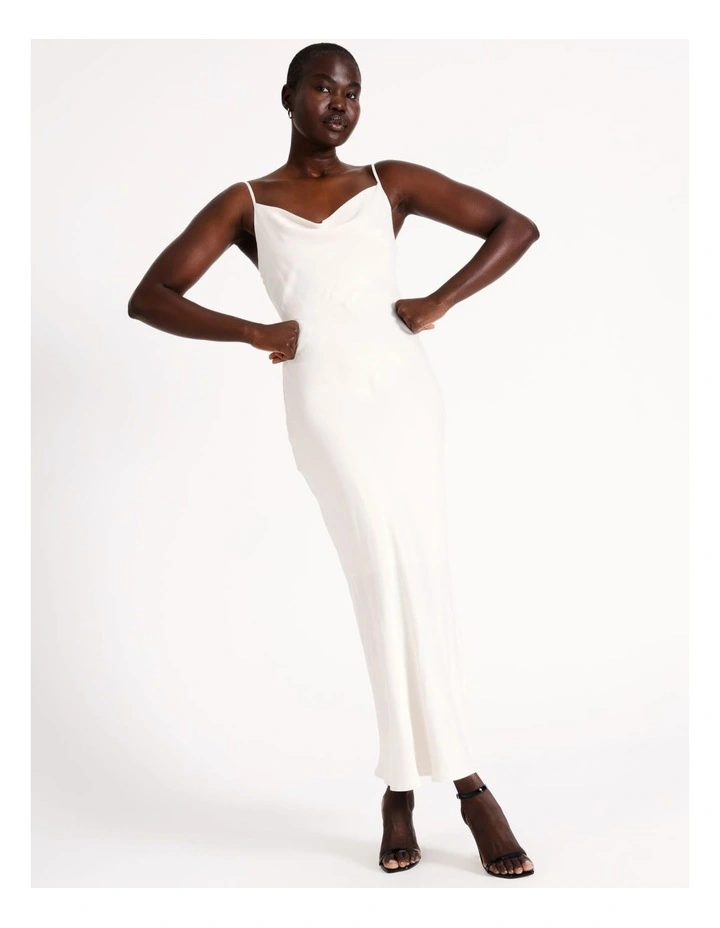 Cowl Neck Slip Dress in Ivory