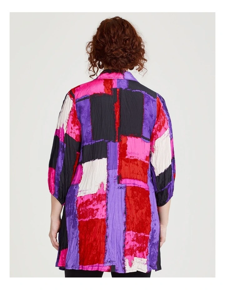 Abstract Check Natural Tunic in Print