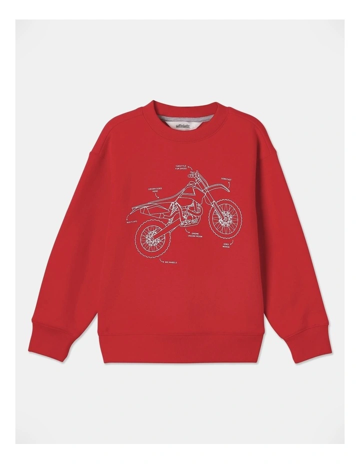 Essentials Crew Neck Sweat Top in Red