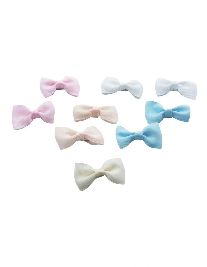 Bow Wheel Hair Clips 9 Pack in Multi