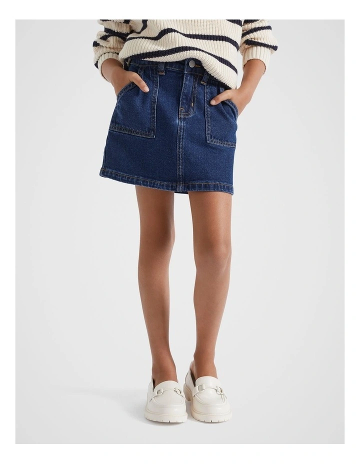 Carpenter Pocket Skirt in Midnight Indigo