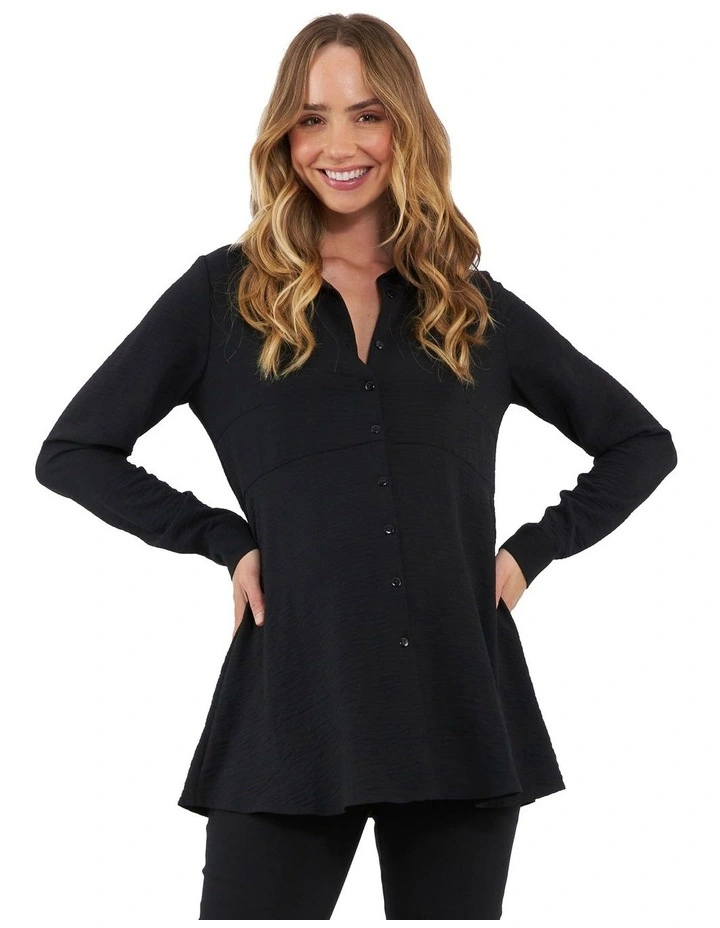 Tina Peplum Shirt in Black