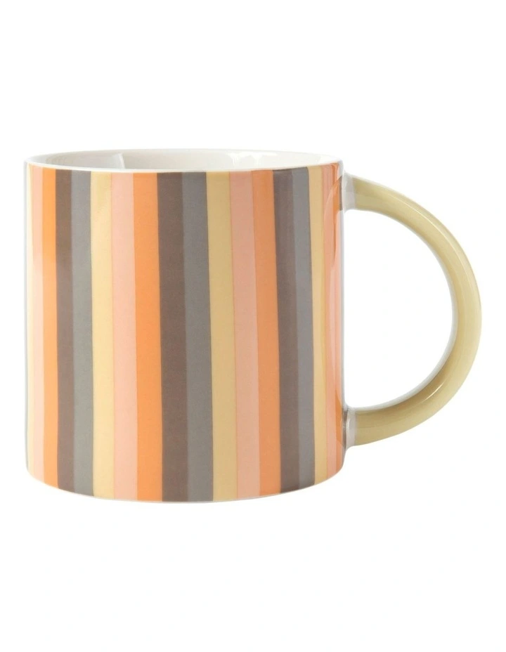 Power Pop Stripes Mug 400ml in Charcoal/Orange