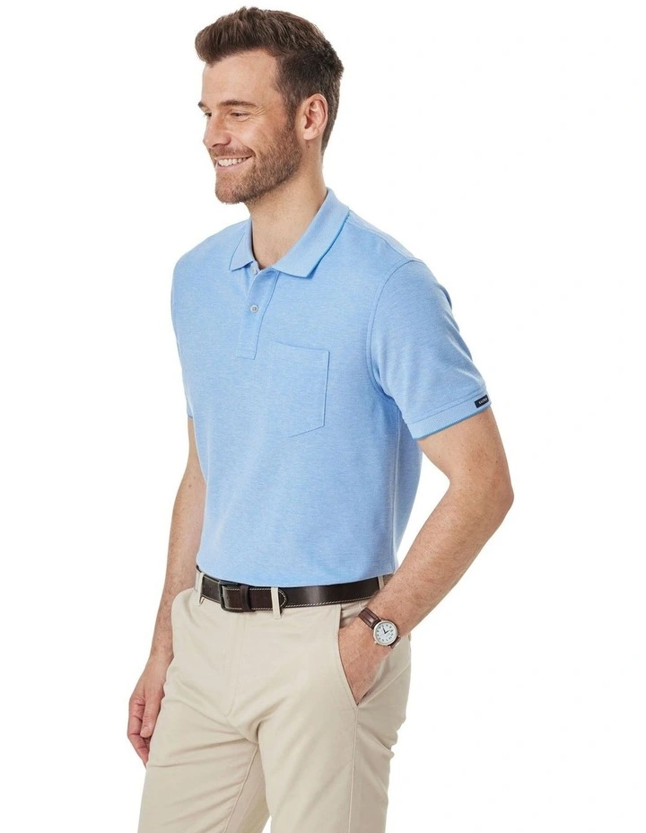 Oxford Pocket Polo Shirt in Blue