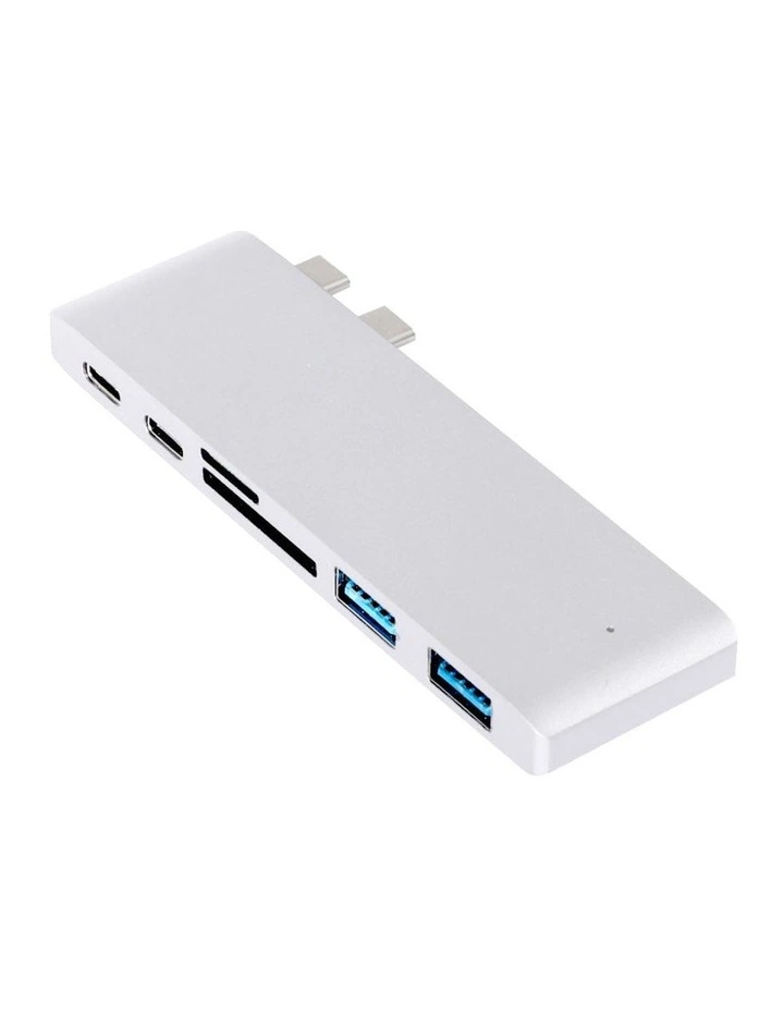 6 Port USB 3.0 Type-C HUB in Silver