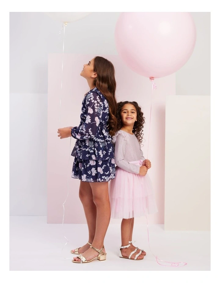 Grace Chiffon Dress In Navy