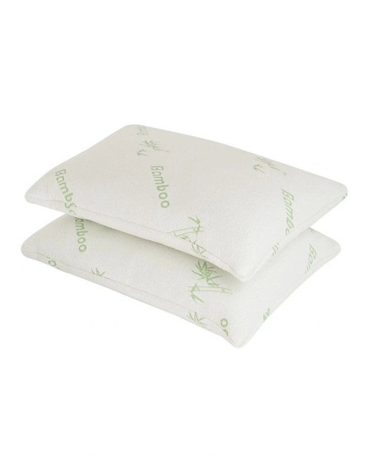 Bamboo Covered Hypoallergenic Memory Foam Pillow Twin Pack 56cm x 36cm x 10cm