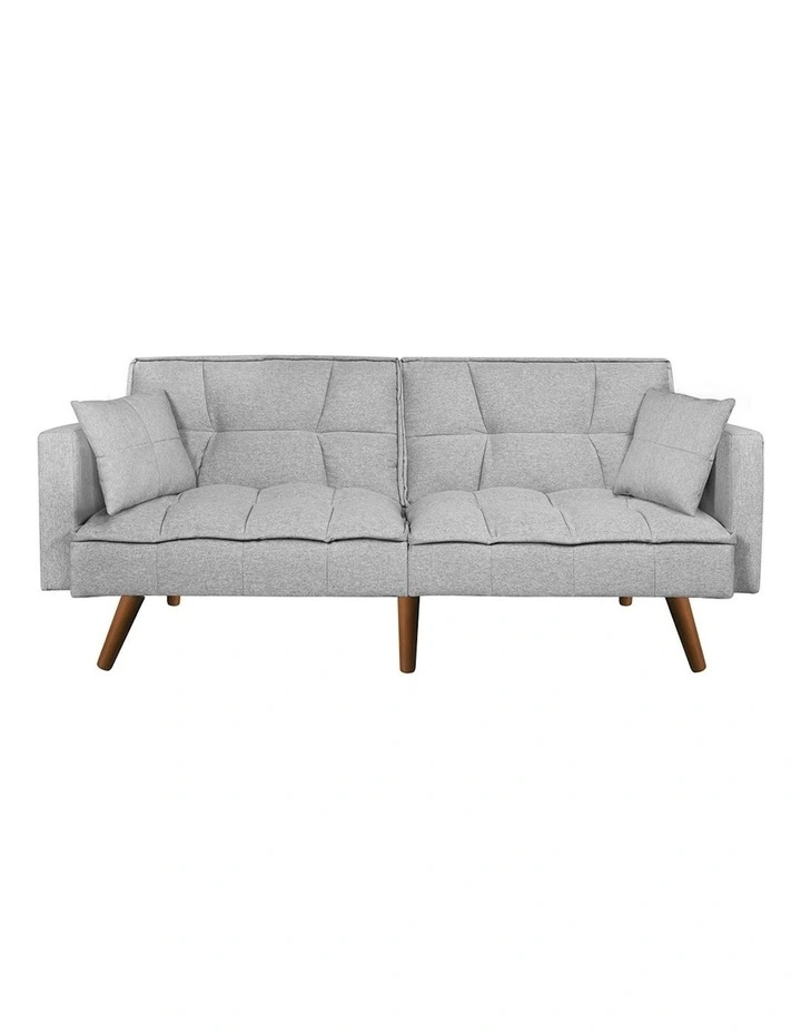 Futon Convertible Lounge Couch 3-Seater Recliner Sofa Bed in Grey