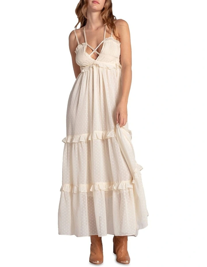 As It Was Tiered Midi Dress in Vanilla