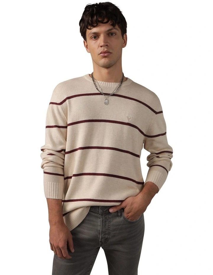 Striped Crewneck Sweater in Tan