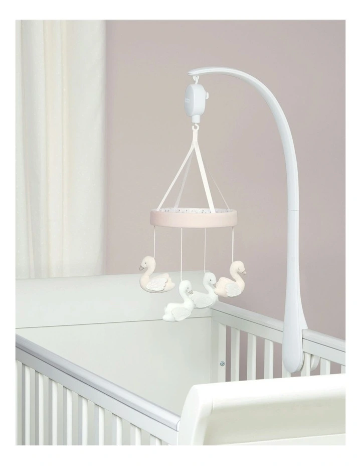 Musical Cot Mobile Floral Swans
