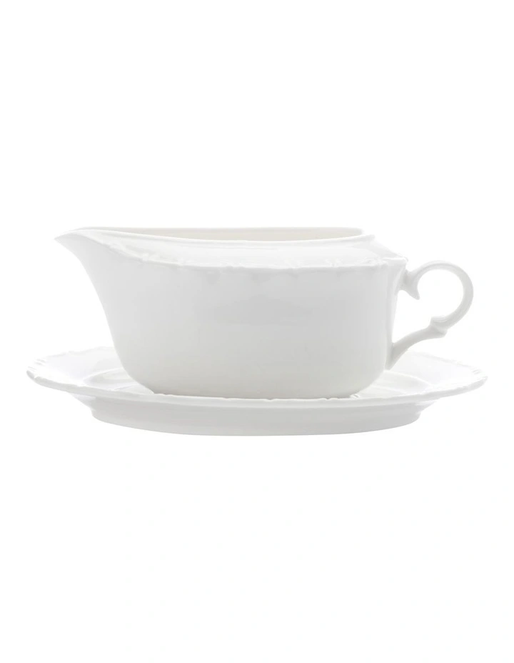 Florence Gravy Boat & Saucer Gift Boxed 400ml in Casual White