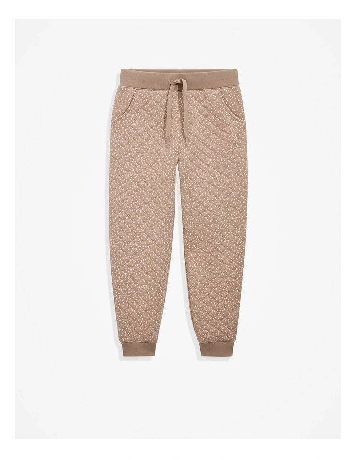 Australian Cotton Blend Quilted Sweat Pant in Mushroom Spot