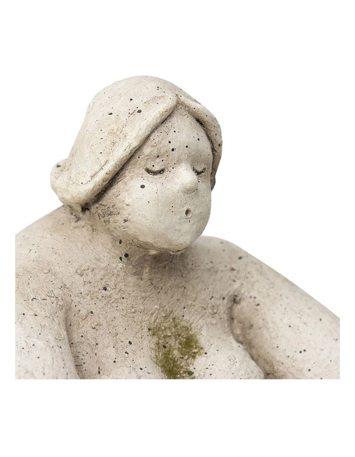Sitting Lady Garden Statue in Stone/Green