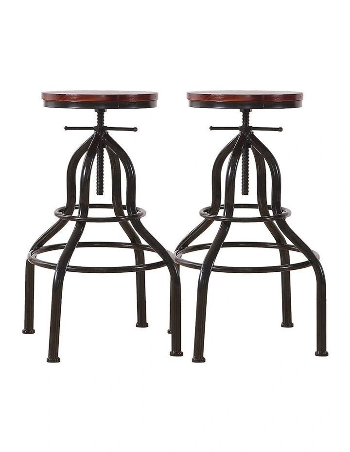 Set of 2 Industrial Bar Stools