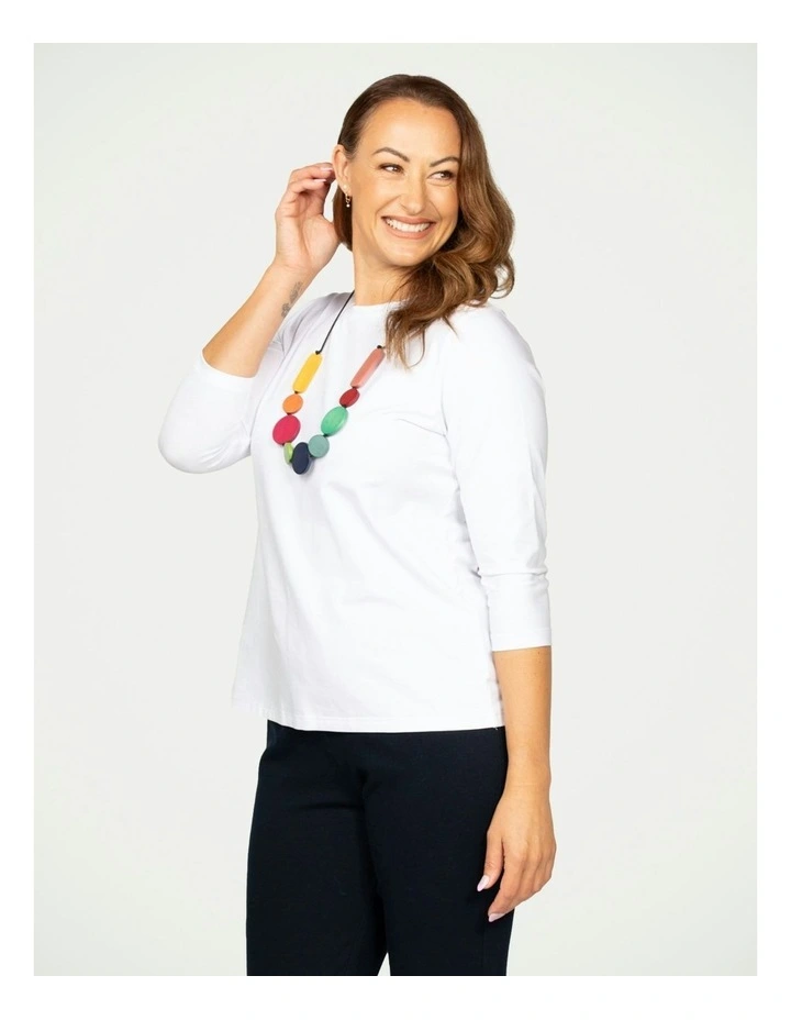 Day Camp 3/4 Sleeve Tee in White