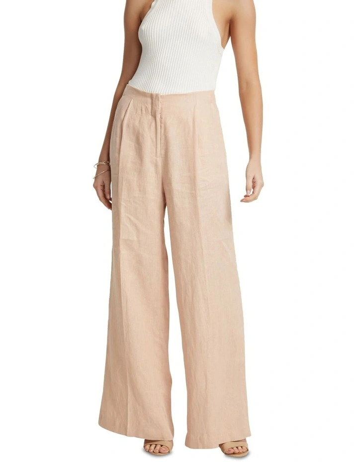 Sage Linen Wide Leg Pants in Pink