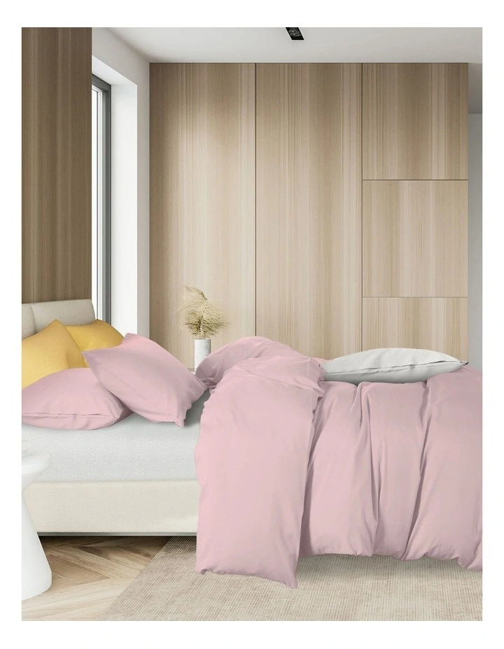 1000 Thread Count Cotton Blend King Quilt Cover Set in Blush