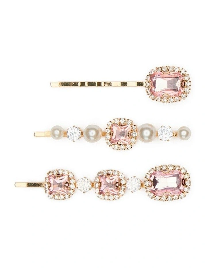 Antoinette Hair Clip Set in Pink