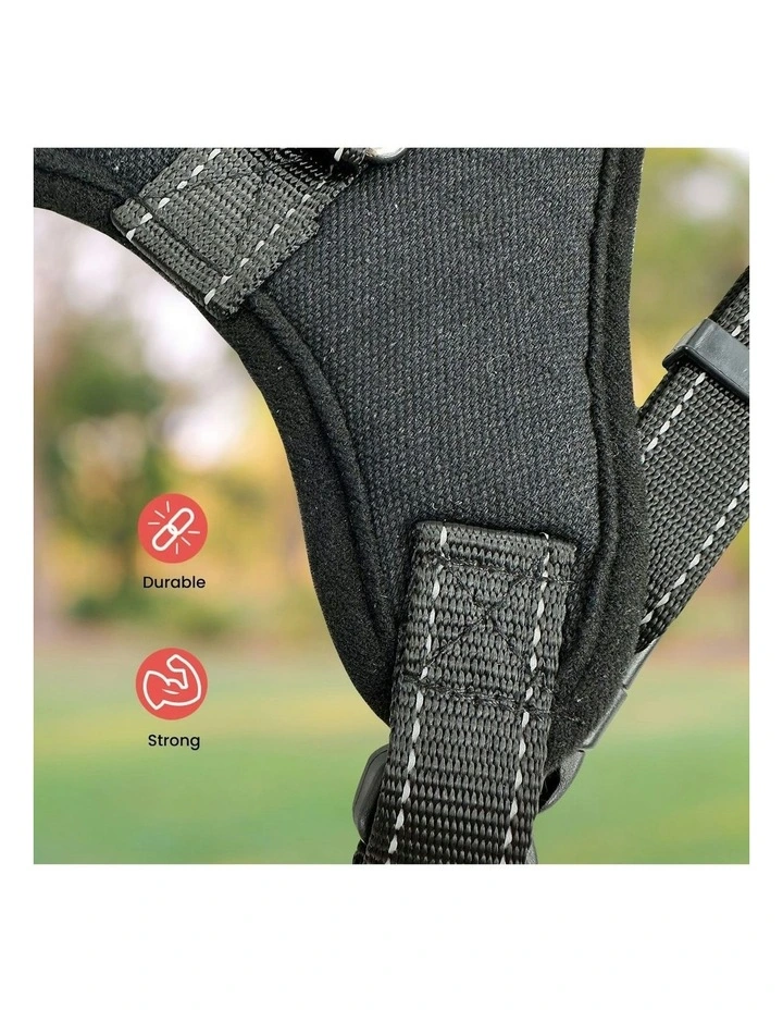 No Pull Dog Harness with Adjustable Chest Belt S Size in Black
