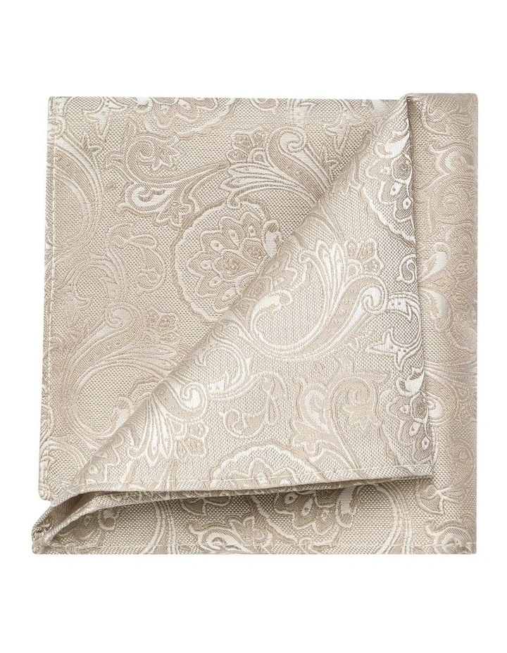 Paisley Jacquard Pocket Square in Mushroom