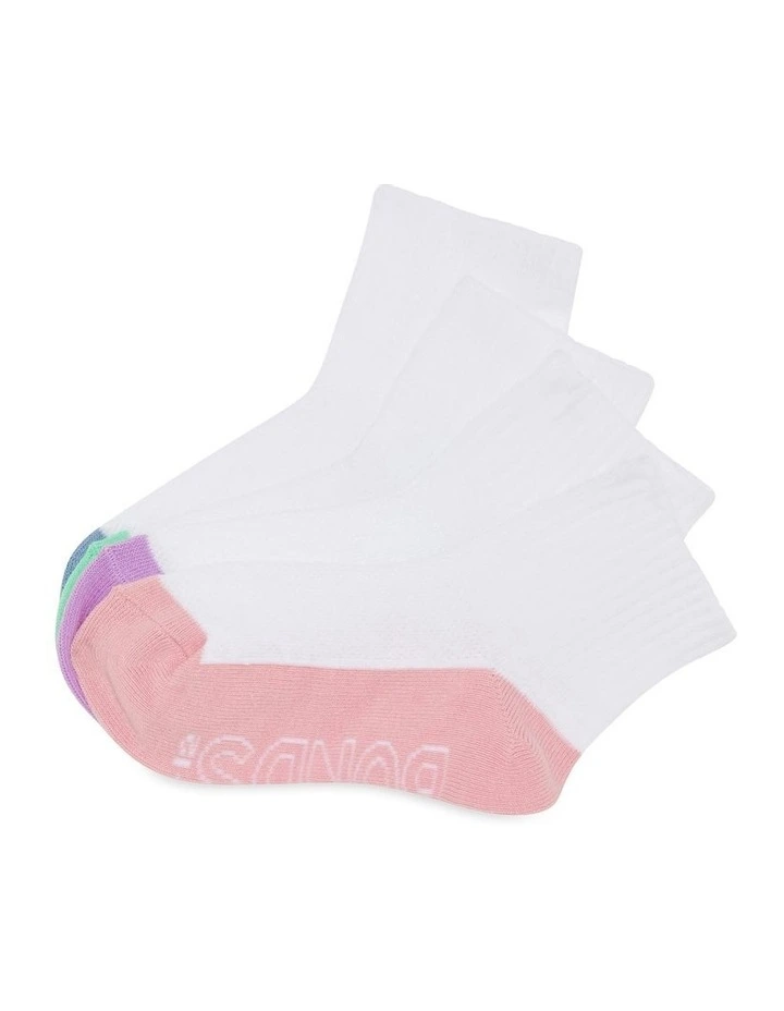 Kids Logo Light Quarter Crew Socks 4 Pack in Multi