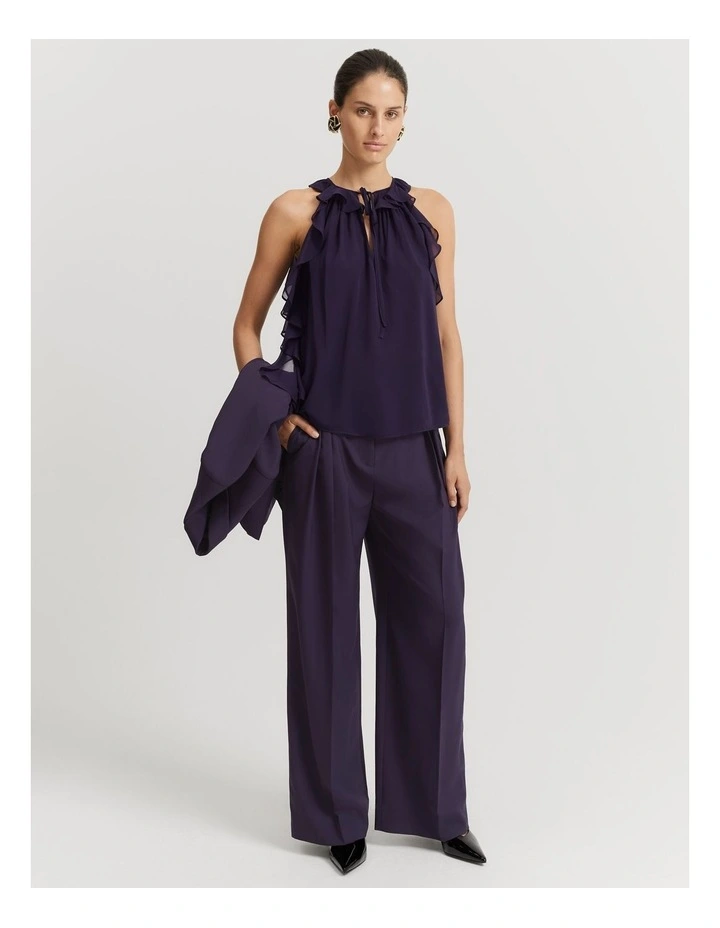 Ruffle Halter in Eggplant