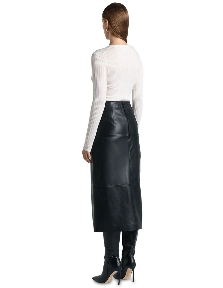 Merino Wool V-Neck Ribbed Knit in Cream
