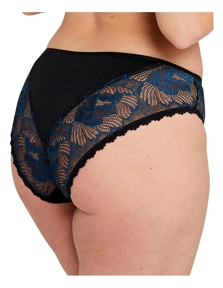 Capucine Low Rise Two-Tone Lace Brief in Black/Blue