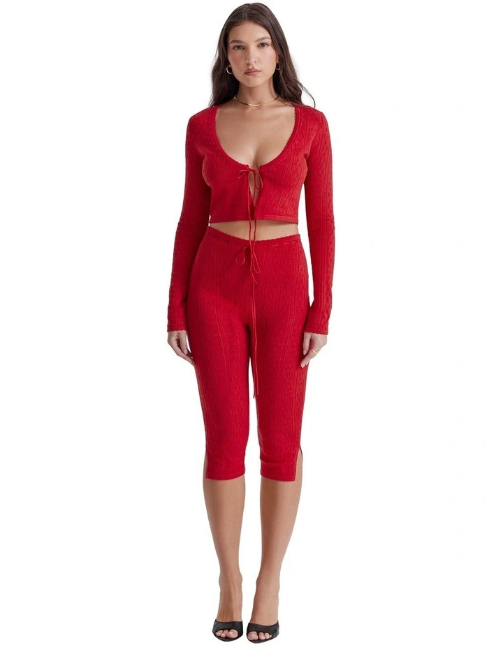 Abigail Knit Capri Trousers in Cherry