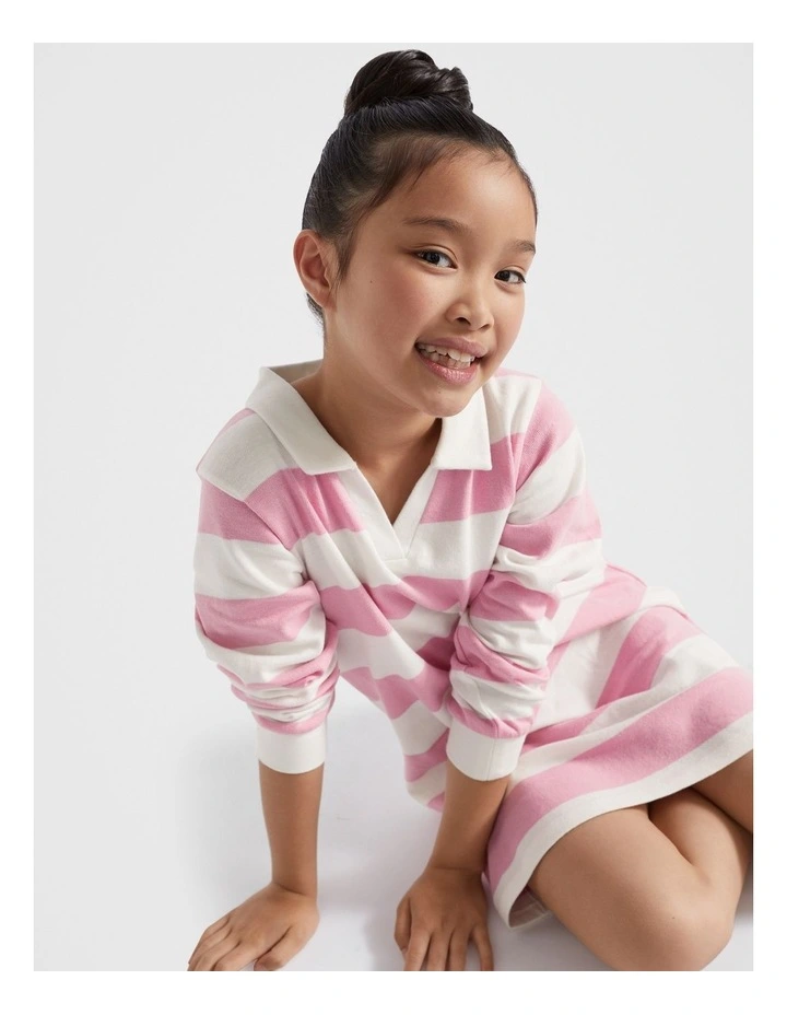 Core Rugby Dress in Candy Pink Stripe