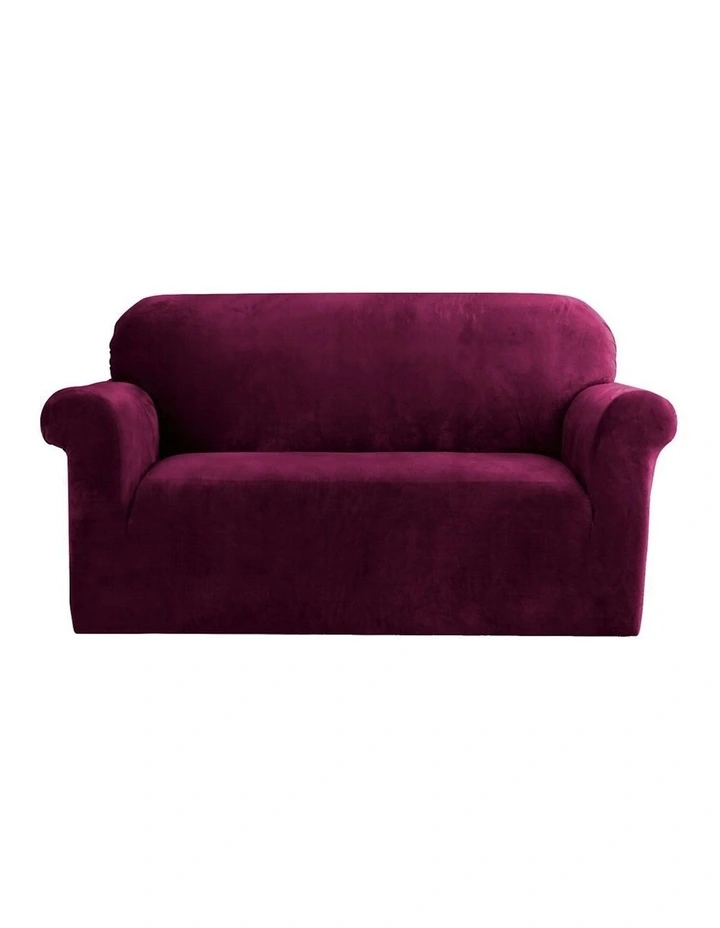 Velvet 2 Seater Sofa Cover in Ruby Red