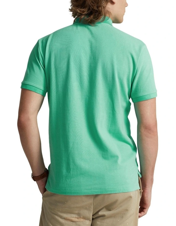 Custom Slim Fit Mesh Polo Shirt in Green