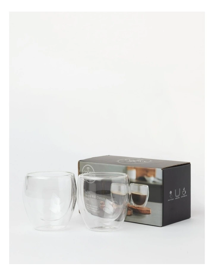 Double Wall Glass Espresso 250ml Set of 2 in Clear