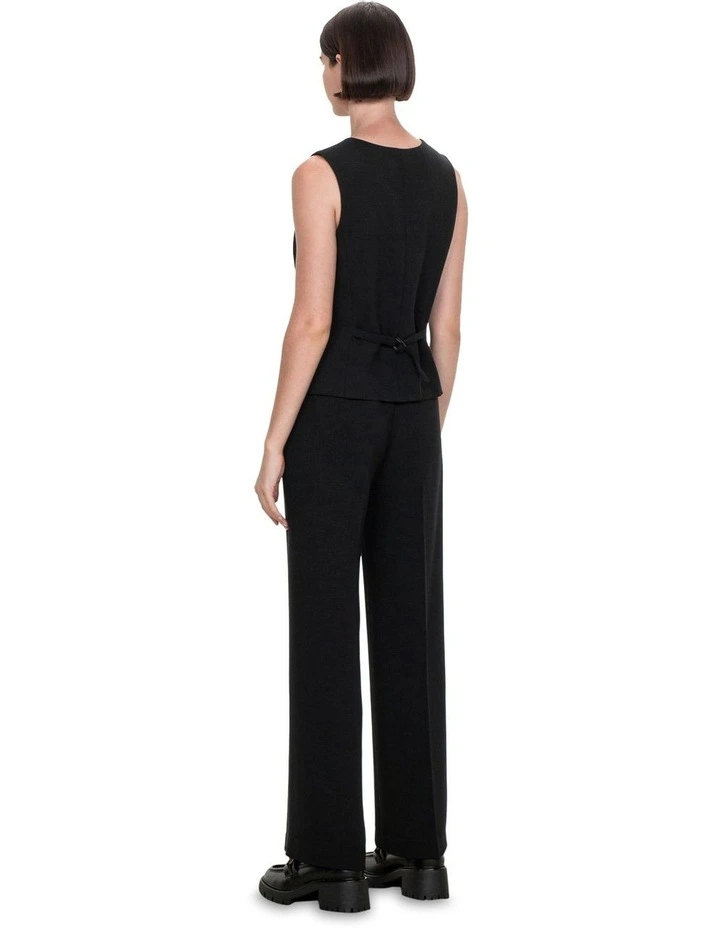 Double Weave Straight Leg Pant in Black