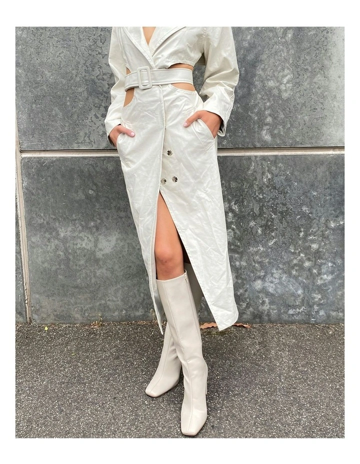 Zodiak Heeled Boots in Cream Smooth
