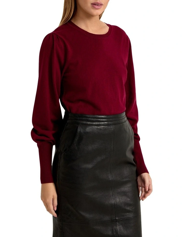 Beccy Full Sleeve Knit Top in Red