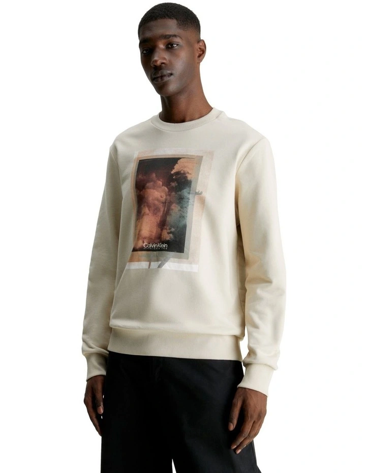 Photo Print Sweat Top in Grey