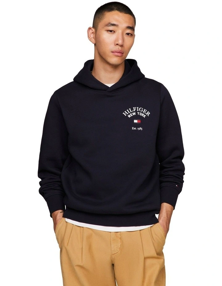 Arched Varsity Logo Hoodie in Blue
