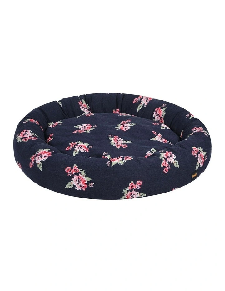 Washable Round Kennel Pet Calming Bed XL in Navy