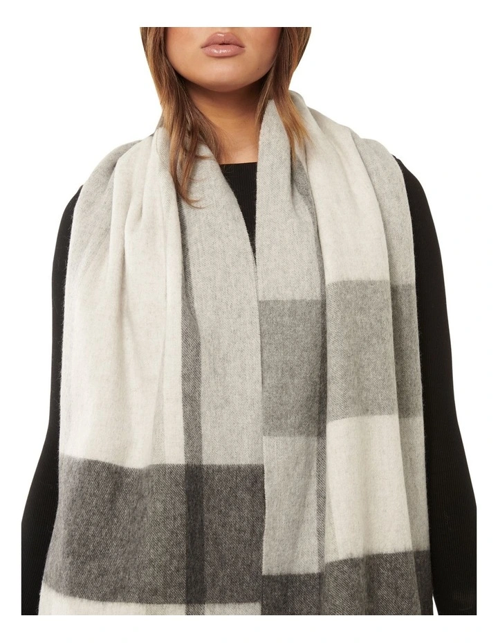 Bryony Check Premium Wool Scarf in Grey