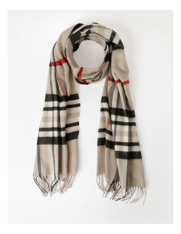 Cashmink Plaid Winter Scarf in Taupe