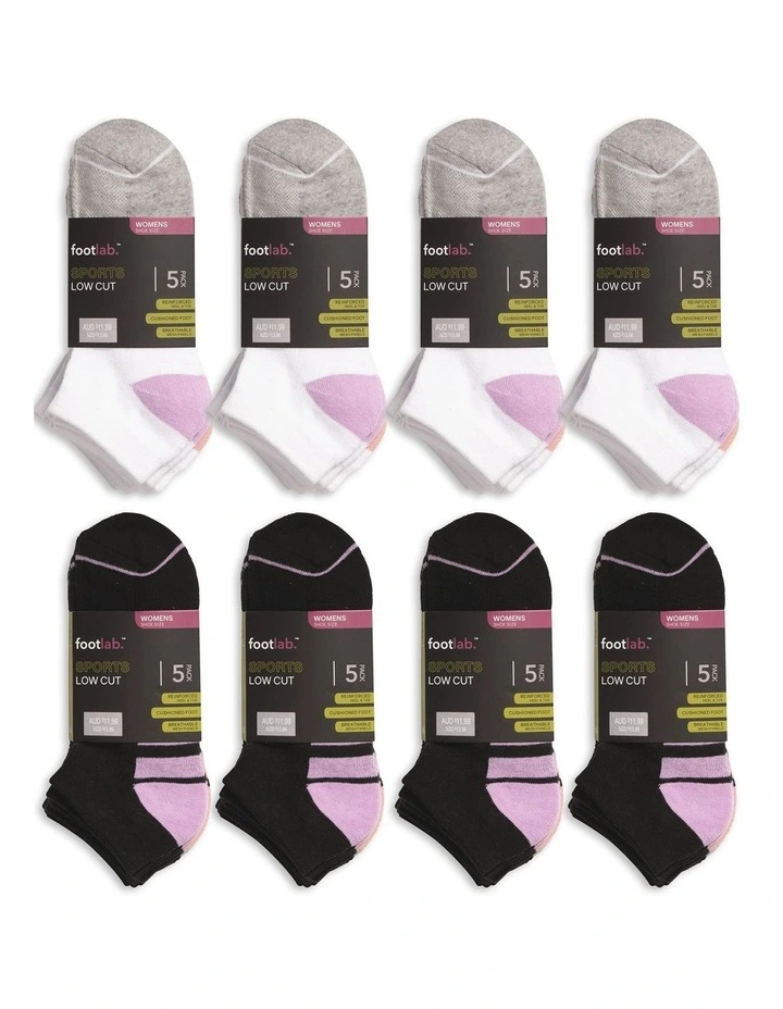 Sports Low Cut Socks 40 Pack (Size 5-8) in Multi
