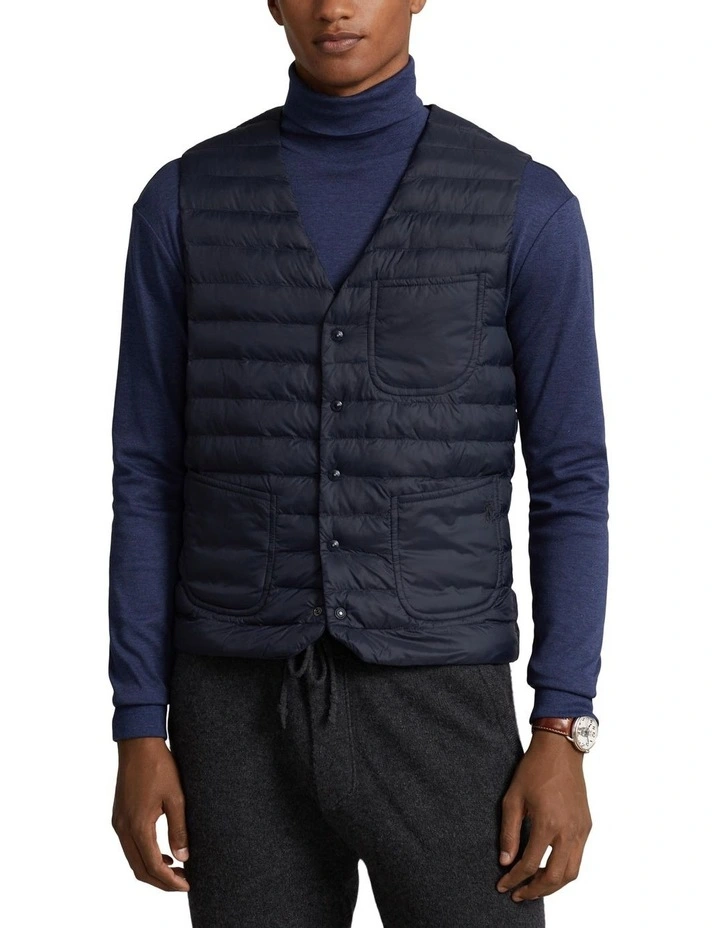 The Colden Water-Repellent V-neck Vest in Blue