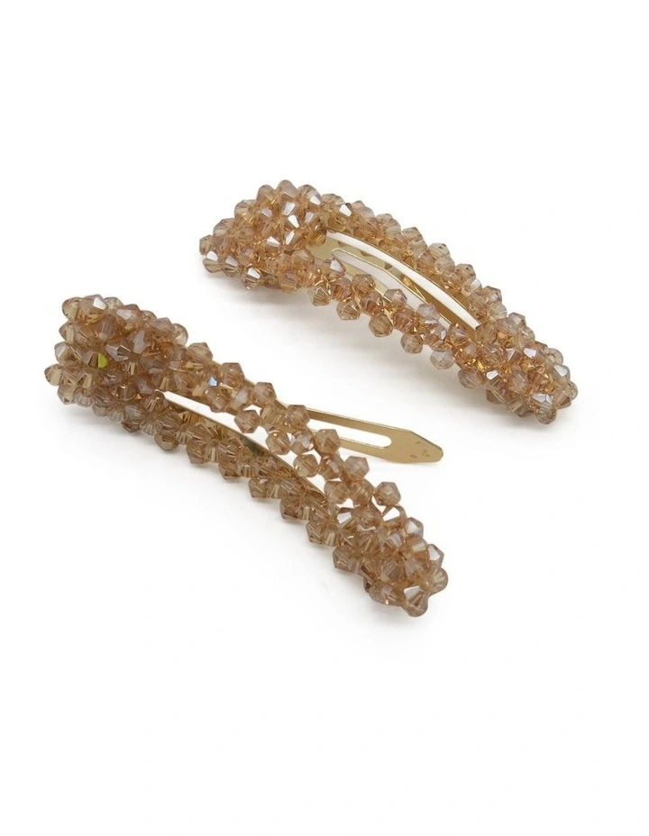 Miabella Hair Clip Set in Gold