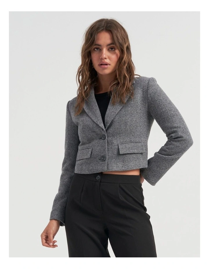 Cora Cropped Blazer in Grey