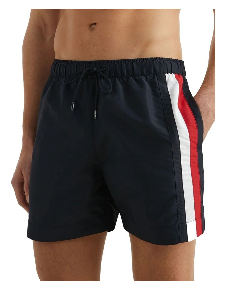 Signature Tape Mid Length Swim Shorts in Blue