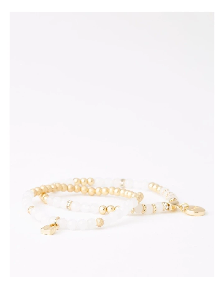 Love Stretch Bracelet Set in White/Gold